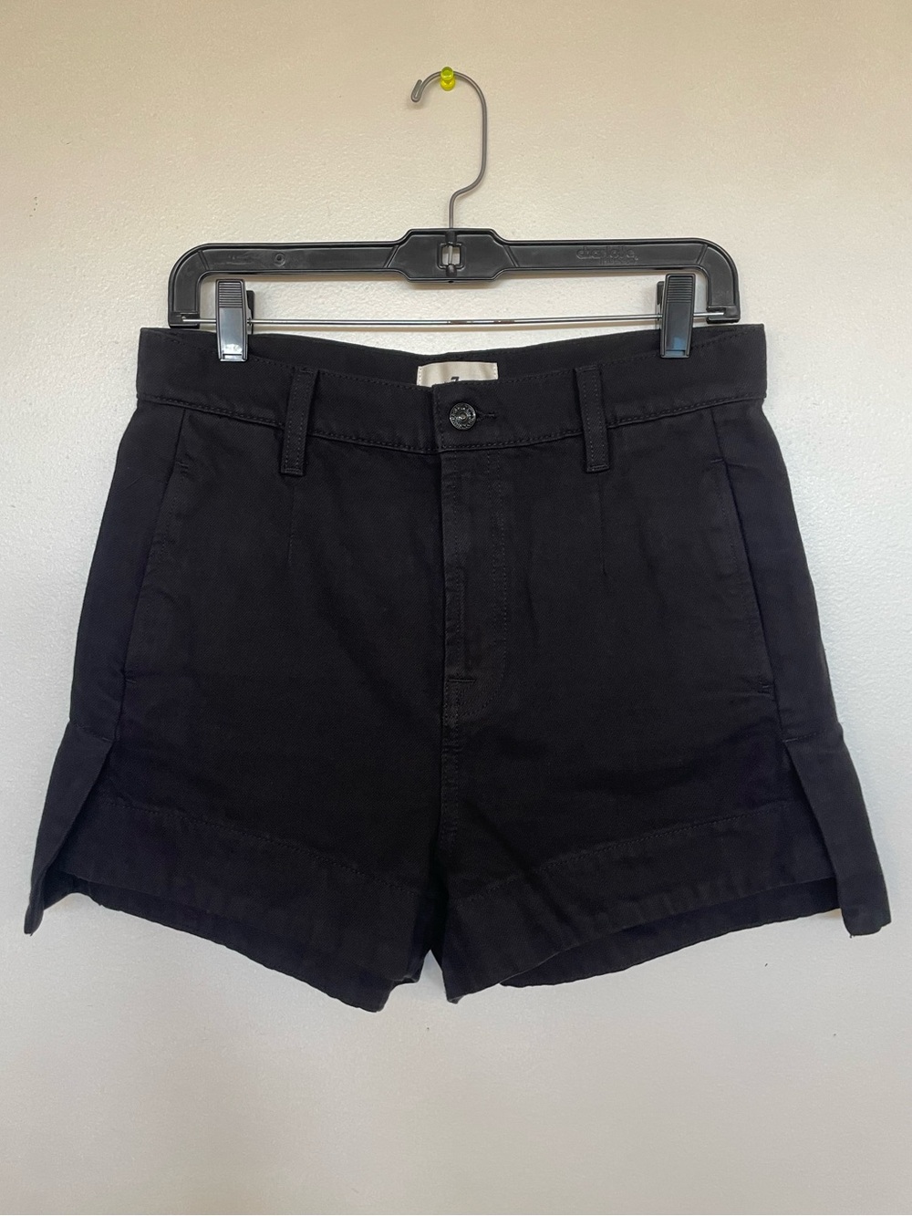 7 For All Mankind Black High-Waist Tailored Shorts